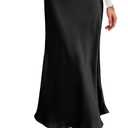 BTFBM 2026 Womens Spring Summer Long Satin Skirt Silk Elegant High Waist Cocktail Party Wedding Flowy A-Line Midi Skirts(Black, Small)