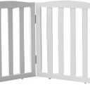 Freestanding Dog Gate Indoor,Doggie Gate Foldable Dog Gates for Doorways,Stairs or Hallways, Wooden White Pet Gate for the House, Pet Fence with Support Feet Included,24 "Height-4 Panels