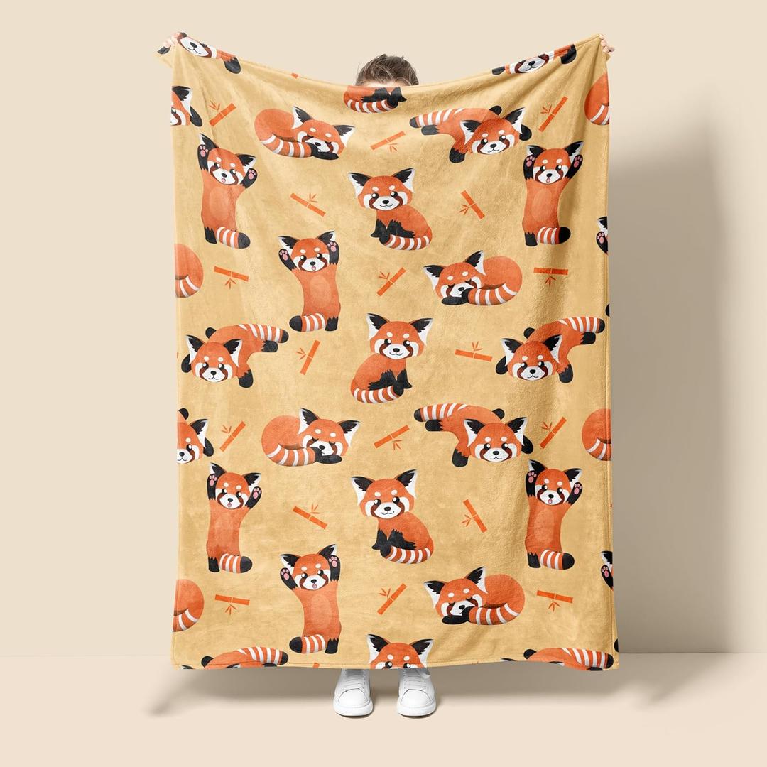 Red Panda Ultra Soft Fuzzy Flannel Throw Blanket, Cute Animal Red Panda Cartoon Cozy Plush Blanket for Couch Home Bed Kids Adult Christmas Birthday Gifts Travel Office, 50x40 inches