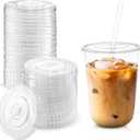200 Pcs Clear Flat Lids Plastic Disposable PET Cup Lids with Straw Slot Fits for 12 oz, 16 oz, 20 oz and 24 oz Cups for Summer Iced Coffee, Ice Cream, Slush, Milkshake, Party Supplies