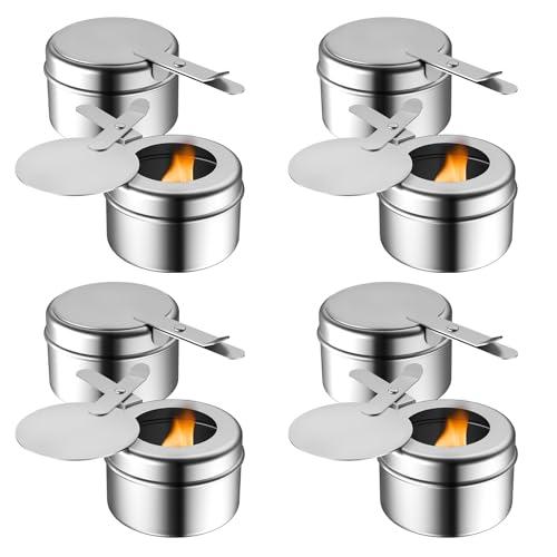 Fasmov 8 Pack Chafing Fuel Holder, Stainless Steel Fuel Holders with Safety Cover, Canned Heat Holder for Chafing Dish, Canned Heat Box Holder for Buffet Barbecue Parties Chafing Dish Buffet