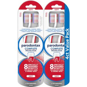 Parodontax Complete Protection Soft Toothbrush for Healthy Gums and Strong Teeth - 2 x 2 Pack (4 Count (Pack of 1))