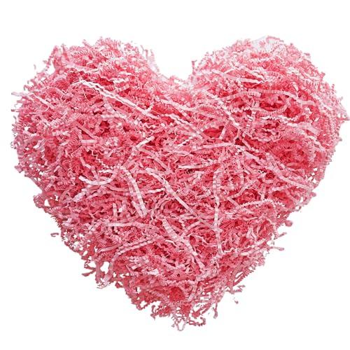 Bobobag - 4oz Crinkle Cut Paper Shred Filler Recyclable Gift Wrap Confetti Raffia Grass Shred Paper for Easter Baskets Filler Creative Eggs Decor (Pink)