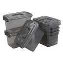 Easymanie 6 Pack Plastic Storage Bin with Handle, 5 Quart Small Latching Boxes, Clear Grey