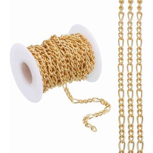 PATIKIL 16.4Ft Gold Tone Link Chain Roll for Jewelry Making, 5mm Wide Aluminum Twisted Link Chain Bulk for Jewelry Making DIY Craft Supplies Necklaces Bracelets Earring