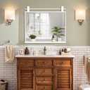 ANYHI White Bathroom Mirror for Over Sink, Large Farmhouse Mirror with Shelf for Bathroom Hallway and Bedroom, Vintage Decor, 32"x 28"