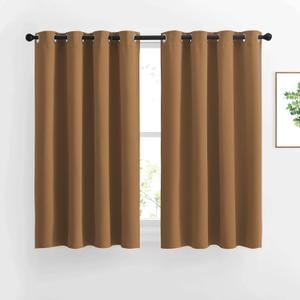 NICETOWN Half Window Curtains for Bedroom - Grommet Modern Thermal Insulated Blackout Window Drapes Sound Reducing for Nursery/Kitchen, Gold Brown, W52 x L54, Set of 2