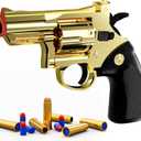 Western Cowboy Revolver Toy Gun - Soft Foam Bullet Blaster with Holster Set for Kids Boys Age 6-12 - Christmas Birthday Gift for Outdoor Shooting Games & Cowboy Cosplay Costume Accessory (Golden)