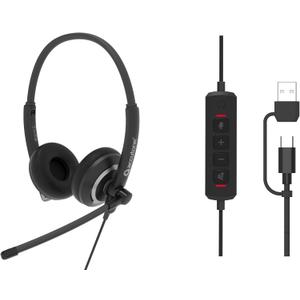 Accutone Conversation 95 USB Computer Headset with Microphone for Work, Noise Cancelling Wired Headset with Sidetone for Office & PC, Simple USB-C and Included USB-A Adapter