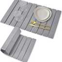 Stone Dish Drying Mat for Kitchen Counter  Collapsible 24"(L)16 (W) Super Absorbent Diatomaceous Earth Dish Drying Mat, Grey Kitchen Counter Mats for Dishes ,Bottles, Cups, Match Any Countertop