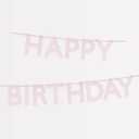 Meri Meri Pink Happy Birthday Banner (Pack of 1), 8' Birthday Party Banner with Excess Cord