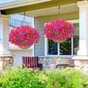 Elyum Artificial Hanging Flowers for Outdoors, Fake Flowers Artificial Petunias Hanging Baskets for Outdoors, UV Resistant Fake Hanging Plants Flowers for Outside Garden Patio Porch Decor