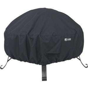 Classic Accessories Water-Resistant 30 Inch Round Fire Pit Cover, Patio Furniture Covers (30"DIA x 12"H, Black)