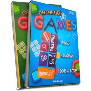 GRANDLMOON 6 Portable Travel Game Activities Notepad On The Go Plane Trip Game 4 x 6-inches (2 Pads and 60 Sheets Each)
