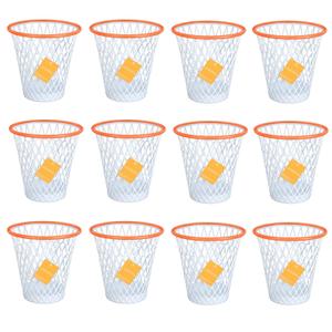 12PCS Basketball Wastebaskets, Basketball Trash Can for Basketball Party,4.5 Gallon Basketball Garbage Can with Removable Hoop, Basketball-themed gift, NBA fans Gift, Durable Sports Decor,Garbage Bin