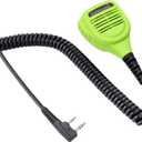 Commountain Heavy Speaker Mic Compatible for Baofeng Radios BF-F8HP UV-82HP UV-5R UV82 UV82C UV5R5 UV5RA UV5RE UV5X3 and Kenwood BTECH Retevis Samcom Radios, Walkie Talkie Microphone (Green)