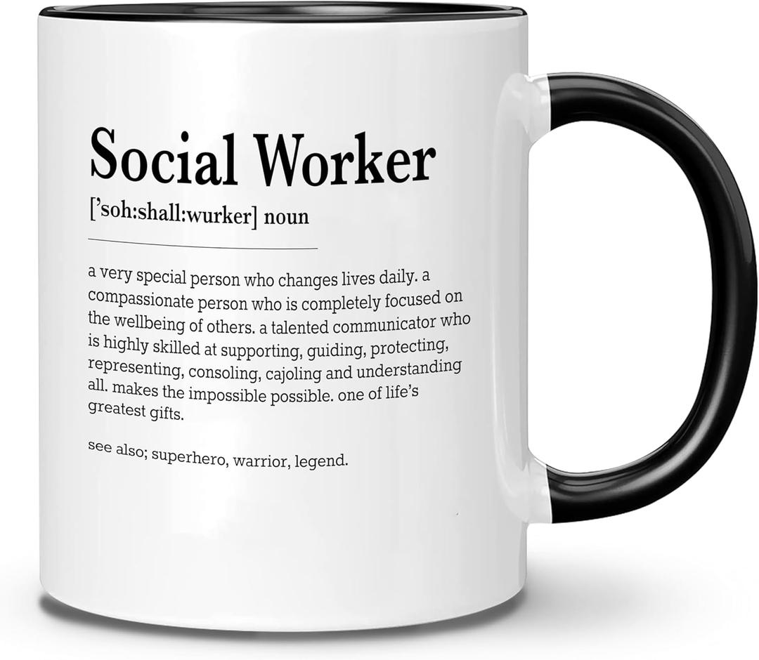 DOTAIN Social Worker Gifts - Appreciation, Work Month, Funny Gifts & Office Decor - 11 oz White Coffee Mug