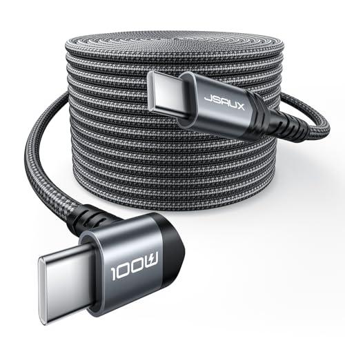 JSAUX USB C to USB C Cable 2-Pack 10FT, 100W Right Angle Fast Charging for iPhone 17/iPhone Air/iPhone 17 Pro Max, Nintendo Switch 2, Steam Deck, ROG Ally, MacBook, iPad, Galaxy S25 S24, iPhone 15/16