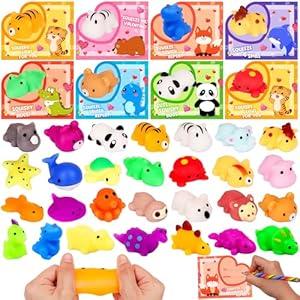 NAWITDA 28 Pack Valentine's Day Cards for Kids Classroom, Kawaii Mochi Squishies Fidget Toys with Valentines Cards, Classroom Gift Exchange, School Party Favors for Boys and Girls, Pack Of 2