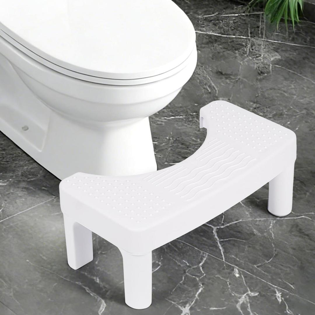Resze Squatty Potty for Adults, 6.7" Toilet Stool, Non-Slip Bathroom Stool, Toilet Stool Squat Adult, Poop Stool for Bathroom,Portable Foot Rest for Travel, Adults, Seniors, Kids, Lightweight, White
