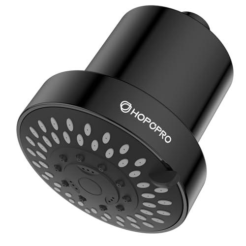 Filtered Shower Head with 5 Modes, HOPOPRO High Pressure Showerhead with Filter, 2-In-1 Fixed Showerhead Filter for Hard Water, Remove 99% Chlorine, Improves Skin Hair Condition (4 Inch Matte Black)
