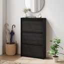 Shoe Cabinet with 3 Flip Drawers, 23.62" W Narrow Shoe Storage Cabinet for Entryway, Slim Shoe Organizer with Adjustable Shelves, Freestanding Shoe Rack for Hallway, Living Room, Black, 9.45"D x 23.62"W x 45.47"H