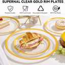 supernal 120pcs Clear and Gold Plastic Plates Disposable Fancy Plates Heavy Duty Gold Plastic Dinneware Include Dinner and Dessert Perfect for Party Wedding and Birthday