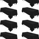 8 Pack Black Tablecloths 60 x 102 Inch Rectangular Table Cloths for Rectangle Tables 6ft, Wrinkle Resistant Black Table Cloth Washable Polyester Fabric for Buffet Wedding Party Banquet