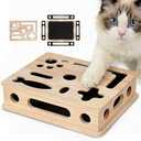 Cat Scratch Puzzle Enrichment Box, Smooth Solid Wood Cat Nail File Enrichment Box with Built-in Sandpaper, Cat Nail File Box Stress Free Alternative to Clippers & Grinders(No Bell Ball) (Large)