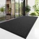 Naturei Front Door Mat, 6' x 4' Heavy Duty Indoor Outdoor Door Mat Entrance, Commercial Welcome Mats, Stain and Fade Resistant, Durable Rubber Backing, Low Profile Entry Mat for Patio, Black Stripe