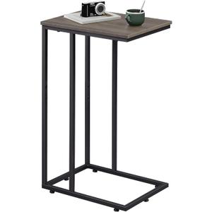 WLIVE Small Side Table, C Shaped End Table for Couch, Sofa and Bed, Tv Tray Table That Slides Under for Living Room, Bedroom, Bedside, Gray and Black