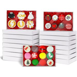 30 Pack 9.5 x 6 x 1.25 Inch Cookies Boxes with Full Clear Window Bakery Boxes Chocolate Covered Ores Box Treat Macaron Box for Baby Shower Wedding Party