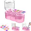 New Paint Brush Cleaner Tool, Acrylic Paint Brush Washing Station with Palette Face Paint Brush Water Cup for All Purpose Oil Watercolor Brush Painting Artist Professional Kits (Pink)