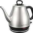 Electric Gooseneck Kettle, 1L 1500W Fast Boil, 100% Stainless Steel BPA Free Pour-Over Coffee & Tea Kettle, Water Boiler with Auto Shut & Boil-Dry Protection, Silver