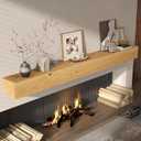 Fun Memories 72" Fireplace Mantel, 5" Thick Wall Mounted Shelves for Over Fireplace, Solid Wood Farmhouse Long Floating Shelves, Handcrafted Wooden Fireplace Mantle, 72" x 8" x 5" - Natural (Honey Maple Finish)
