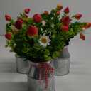 3 Pack Strawberry Mason Jar Table Centerpiece, Artificial Strawberry Home Centerpieces Fake Strawberry Daisy Plants with Faux Leaves for Summer Farmhouse Wedding Decor, Tiered Tray Tabletop Display