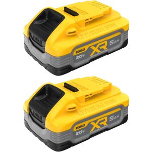 DEWALT Powerstack 20V MAX Battery, Rechargeable, 5Ah, Lithium Ion, 2-Pack (DCBP520-2)