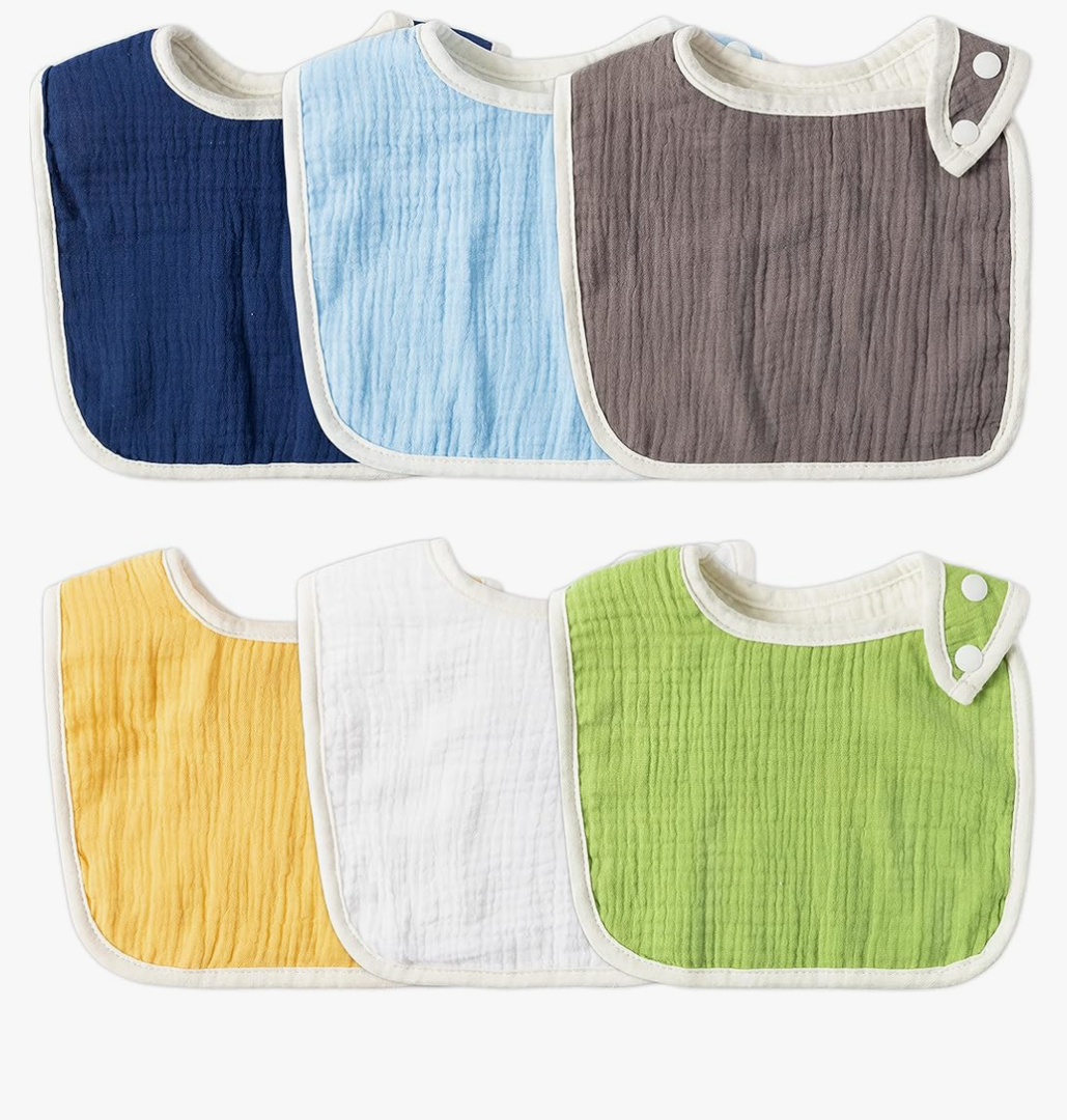 Zainpe 6Pcs Snap Muslin Cotton Baby Bibs for Boys Girls Blue Green Feeding Bib Adjustable Neutral Gray Burp Cloths with 6 Absorbent Soft Layers for Unisex Infant Toddler Drooling Teething and Eating Zainpe 6Pcs Snap Muslin Cotton Baby Bibs for Boys Girls Blue Green Feeding Bib Adjustable Neutral Gray Burp Cloths with 6 Absorbent Soft Layers for Unisex Infant Toddler Drooling Teething and Eating