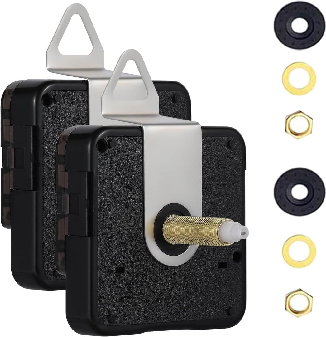 EMOON 2-Pack Quartz Clock Movement Replacement, Battery Operated Silent Clock Mechanism Kit for DIY Wall Clock Repair & Custom Clocks, Total Shaft Length 28 mm & 32 mm