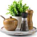 9" Wood Lazy Susan Turntable Organizer for Cabinet - Round Wooden Lazy Susan Organization and Storage for Pantry Table Kitchen Countertop Cupboard Coffee Bar Farmhouse Decor - White Washed Wood (9 Inch(1 Pack))