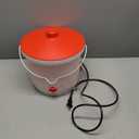 Farm Innovators Heated Waterer with Lid, 60W Hanging Water Dispenser - 2 Gallon Poultry Drinker Bucket with Red Top for Chickens, Turkeys, and Geese