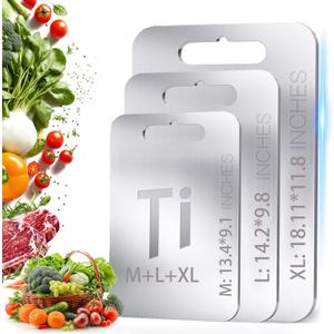 3pc, Upgrade Titanium Cutting Board for Kitchen, Double Sided, Food Grade Quality, Easy to Clean, Dishwasher Safe, for Meats, Fruits, Vegetables, Practical, Hygienic, Long-Lasting, M+L+XXL Size