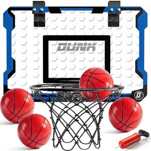 NIPLOOOW Indoor Basketball Hoop for Kids, Over The Door Mini Basketball Hoops, Mini Hoop with 4 Balls, Kids Basketball Hoop Sport Toys Gifts for 5 6 7 8 9 10 11 12+ Year Old Boys, Medium, Small