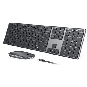 seenda Wireless Bluetooth Keyboard and Mouse Combo, SKM643 Rechargeable Slim Quiet Keyboard Mouse, 3 MultiDevice Connection, Compatible for Windows, Mac, MacBook, iPad, Tablet, Black Gray