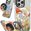 Lotadilo Case for iPhone 16 Pro Max Case Compatible with Magsafe Ring Holder Stand - for Women Butterfly Mogu Design TPU Phone Cover for Girls Girly Funny Fashion