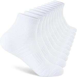 Monxiery Mens Cotton Cushioned Ankle Socks, Moisture Wicking Breathable Athletic Performance Running Quarter Socks Large-X-Large