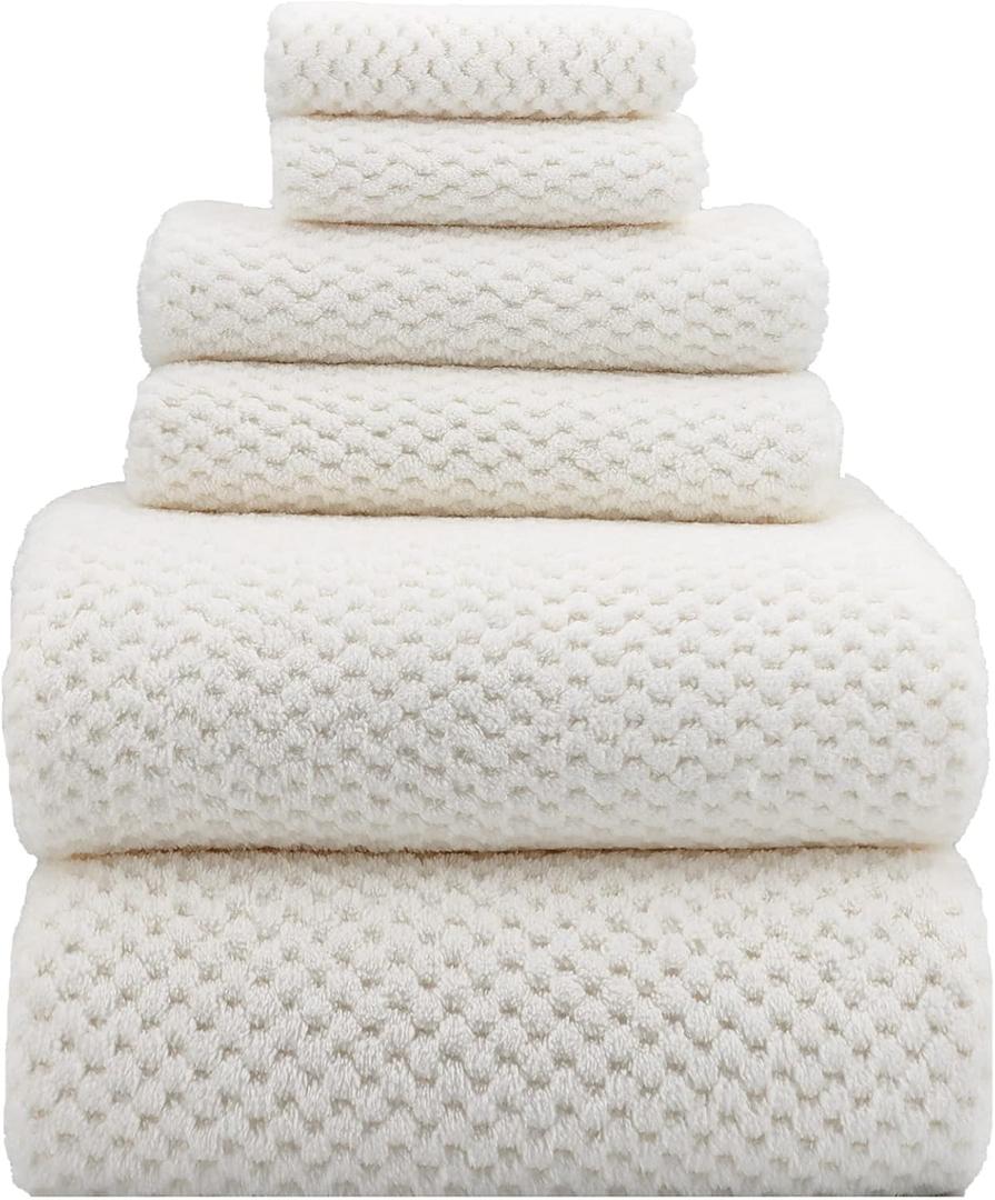 YTYC Towels, 39x78 Inch Oversized Bath Sheets for Adults Luxury Extra Large Bath Towels Sets of 6 Super Soft Shower Towels for Bathroom Microfiber 80% Polyester (White,6 Piece)