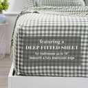 100% Cotton Queen Sheet Set - 4 Piece Cotton Sheets Queen Size Bed Set, Soft, Smooth, Durable, Easy Care, 16" Deep Pocket Checkered Green Sheets - 1 Flat, 1 Fitted, 2 Pillowcases