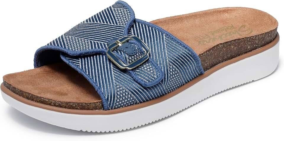 Skechers Women's Lifted Comfort-Restless Wave Slide Sandal, 8