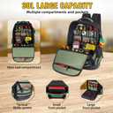 Tool Backpack Heavy Duty, Tool Bag Backpack For Men, Large Empty Toolbag Organizer with Waterproof Molded Hard Bottom, Utility Tool Laptop Storage Back Pack, HVAC Technician Electrician Construction